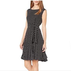 Tahari by Arthur S. Levine Sleeveless Diamond Dot Dress Black/White Plus 20W